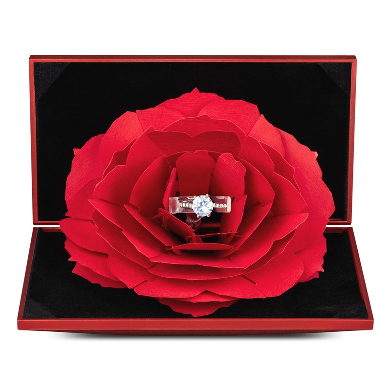 Wislist Creative Ring Box Small Ring case for Proposal Engagement Wedding Ceremony Birthday Gift Jewelry Display Presentation Storage Chest Holder Organizer (Red) - Image 2